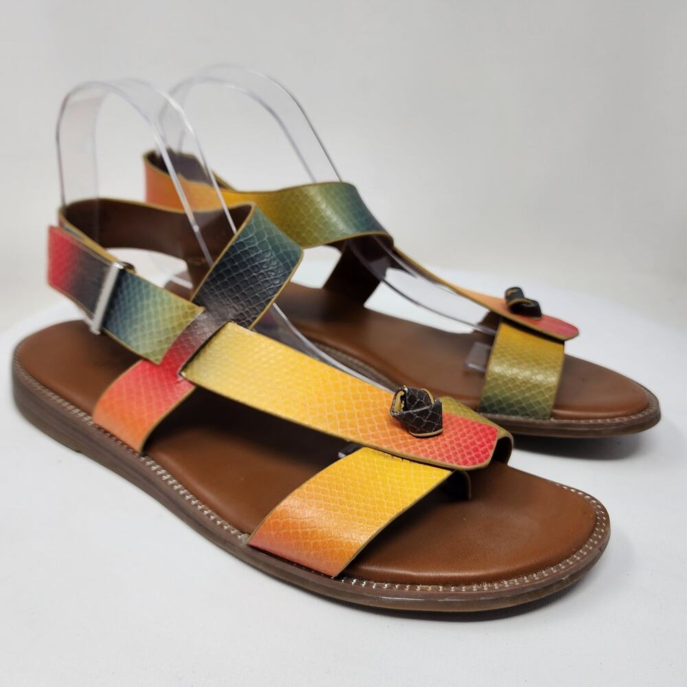 Franco Sarto Glenni Sandals Women 9.5M Multicolor Snake Faux Leather Open Toe